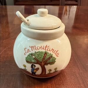 Mustard Jar with Lid Spoon Gallery Originals La Moutarde Vintage 1984